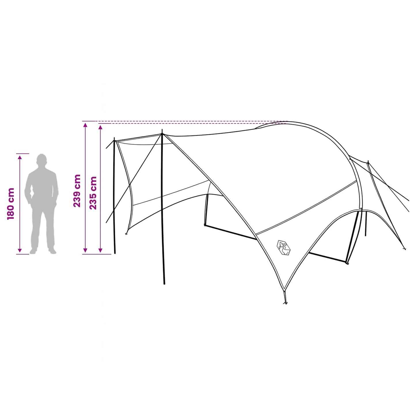 Camping tarp vandafvisende Army Grøn 550 x 400 x 230 cm