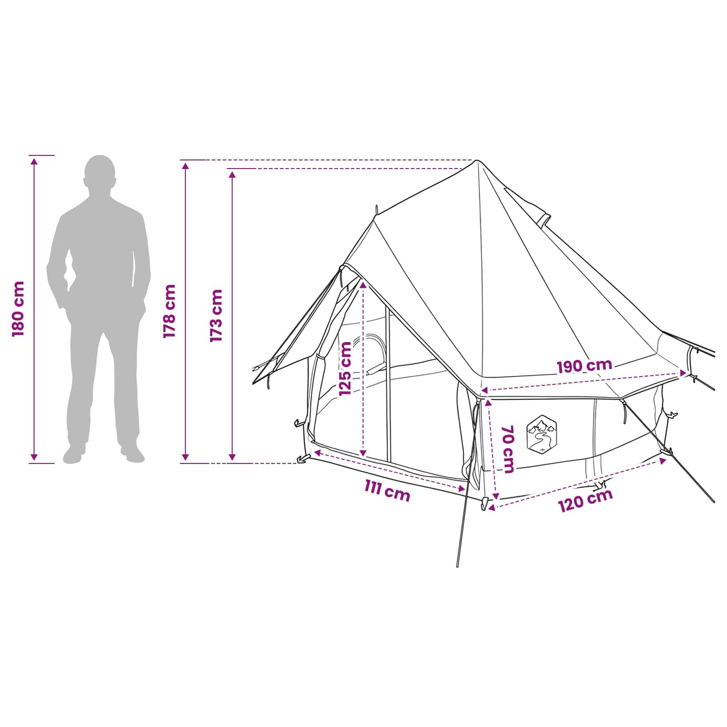 Tipi telt med tag Grøn 250 x 250 cm Polyester og Stål