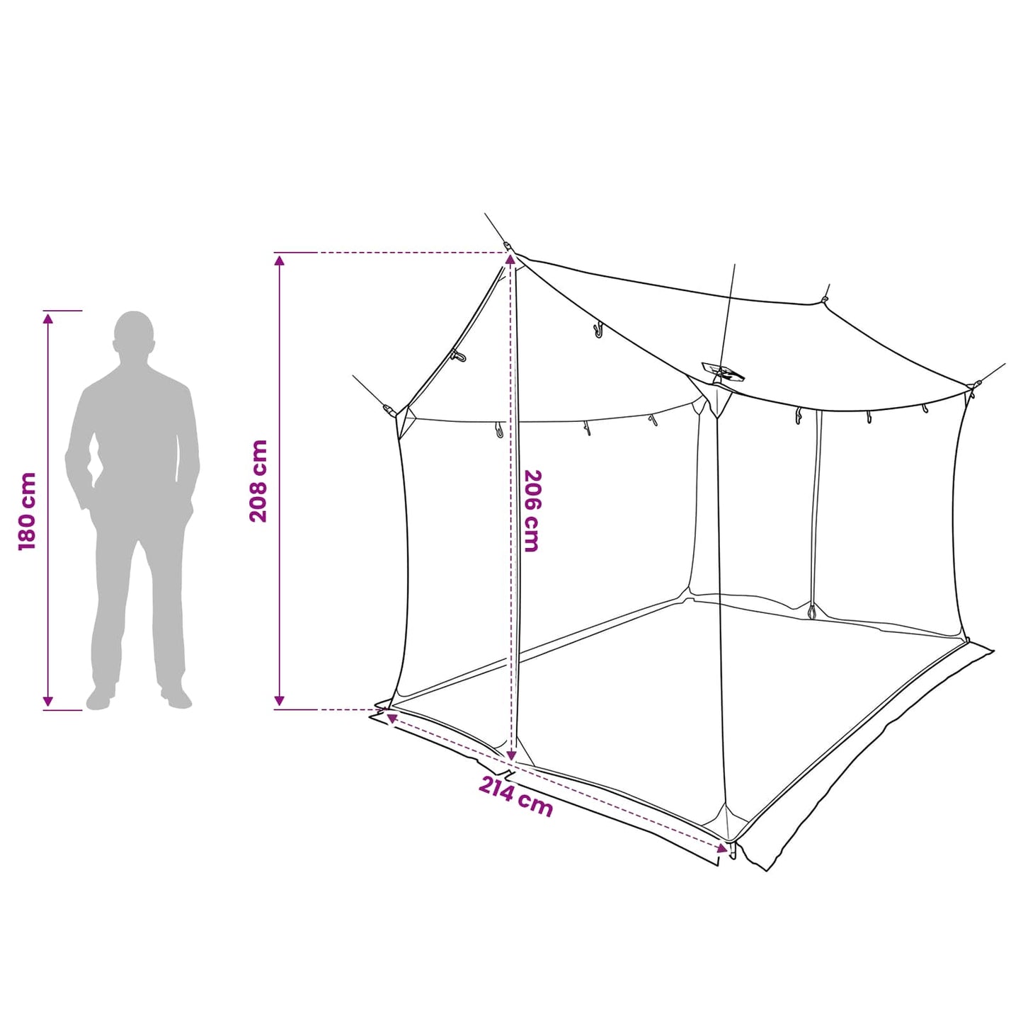 Camping tarp med mesh vægge Brun Grå 270 x 210 x 210 cm