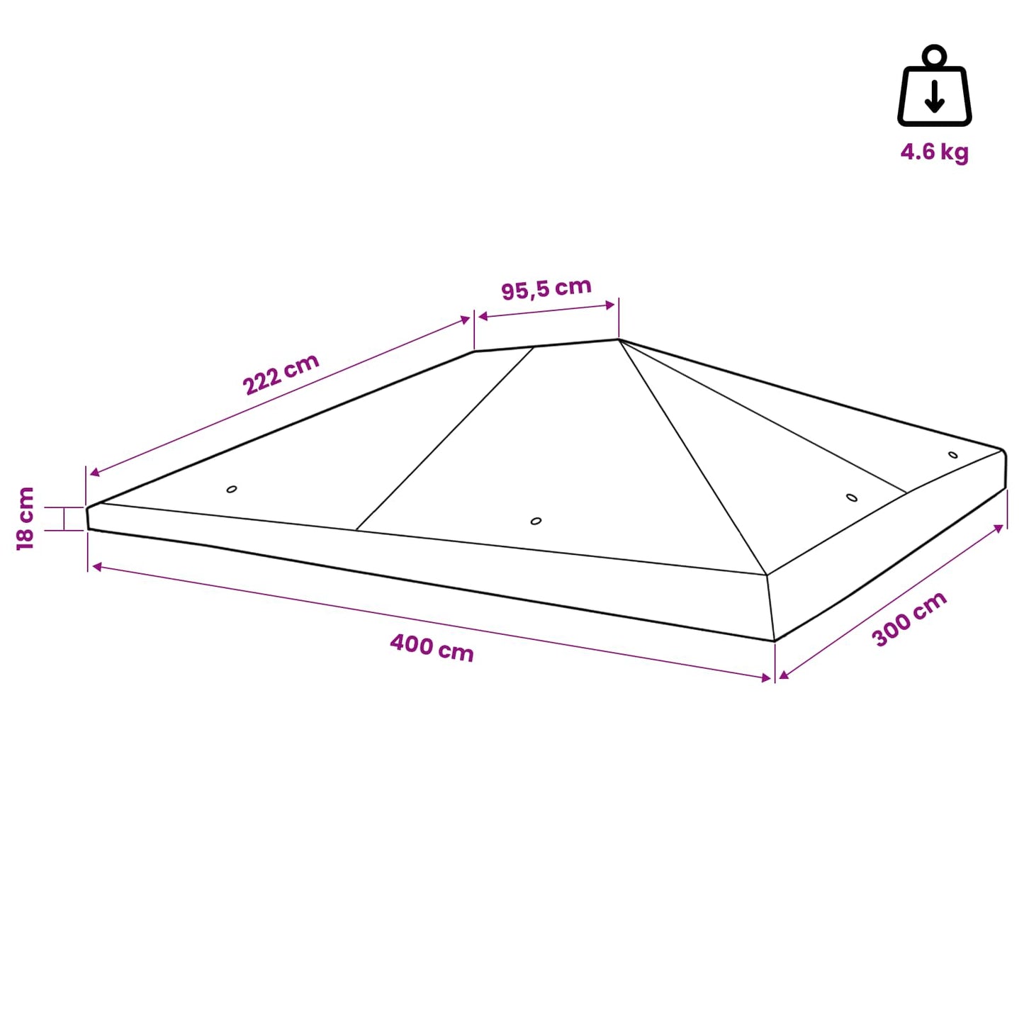 Gazebo Dække 300 x 400 cm Blå