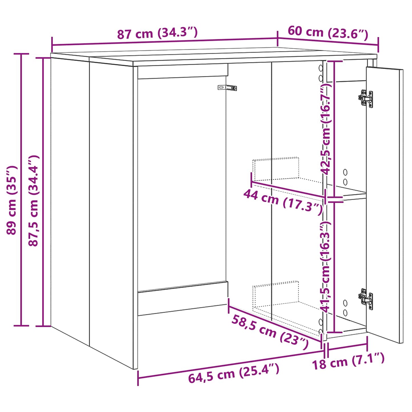 Vaskemaskine Skab Røget eg 87 x 60 x 89 cm Konstrueret træ