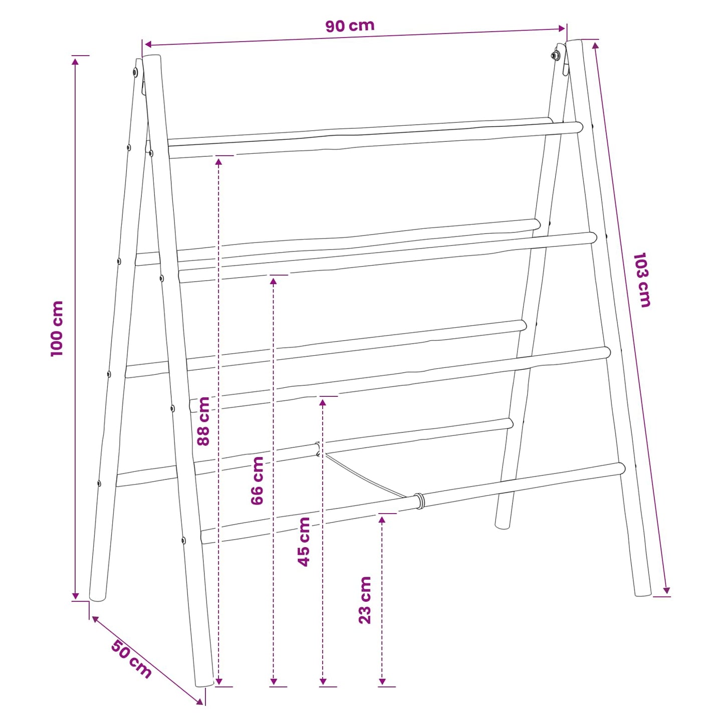 Dobbelt-sidet tæppe stige Sort 90 x 50 x 100 cm Bambus