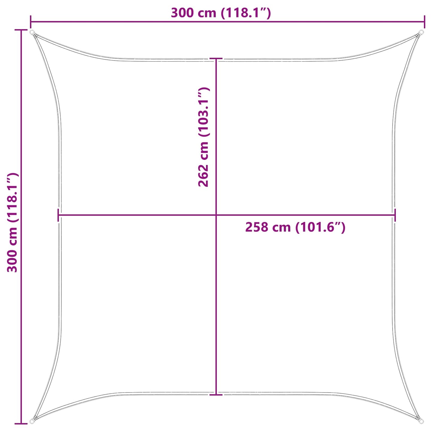 Solskygge sejl 3 x 3 m 100% polyester Oxford Firkantet