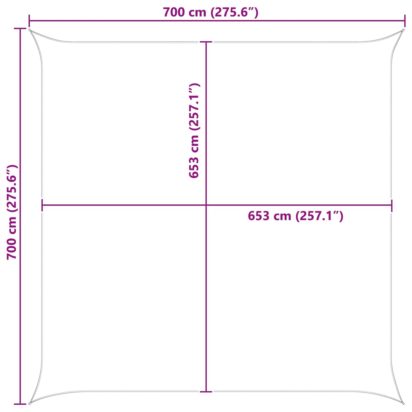 Solskygge sejl Gul og Hvid 7 x 7 m 100% polyester Oxford