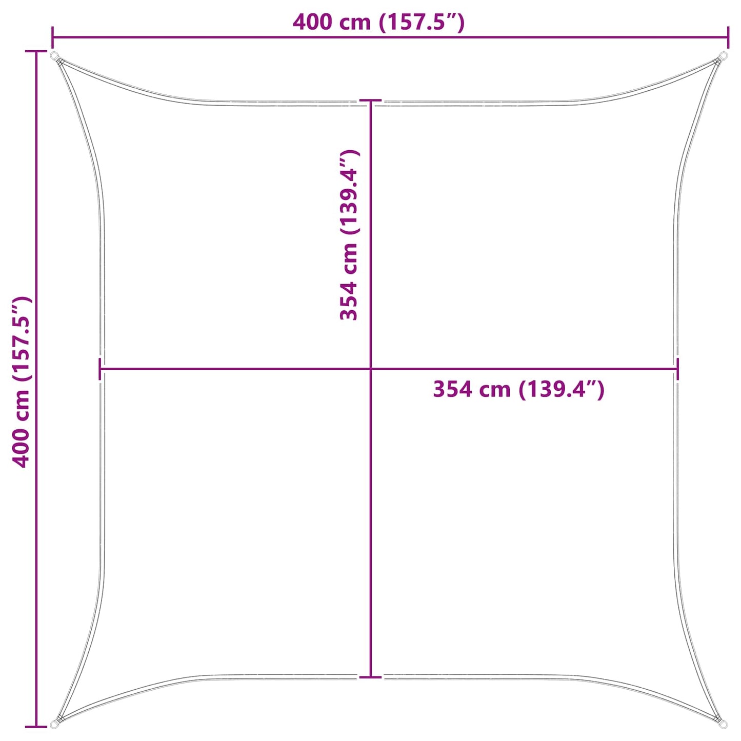 Solskygge sejl Blå og Hvid 4 x 4 m 100% polyester Oxford