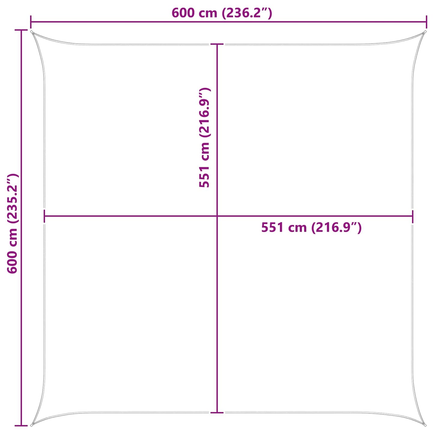 Solskygge sejl Blå og Hvid 6 x 6 m 100% polyester Oxford