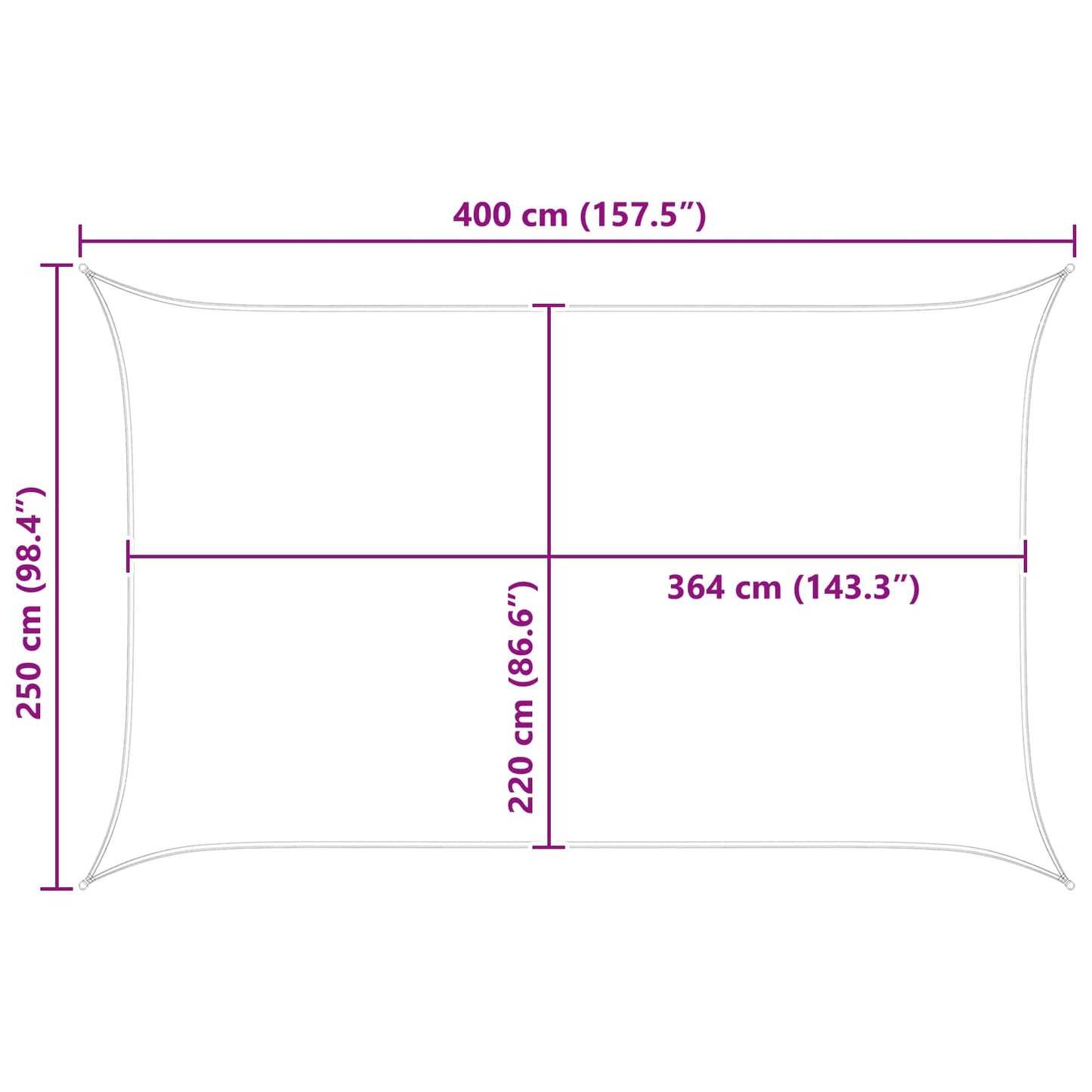 Solskygge sejl Gul og Hvid 4 x 2,5 m 100% polyester Oxford