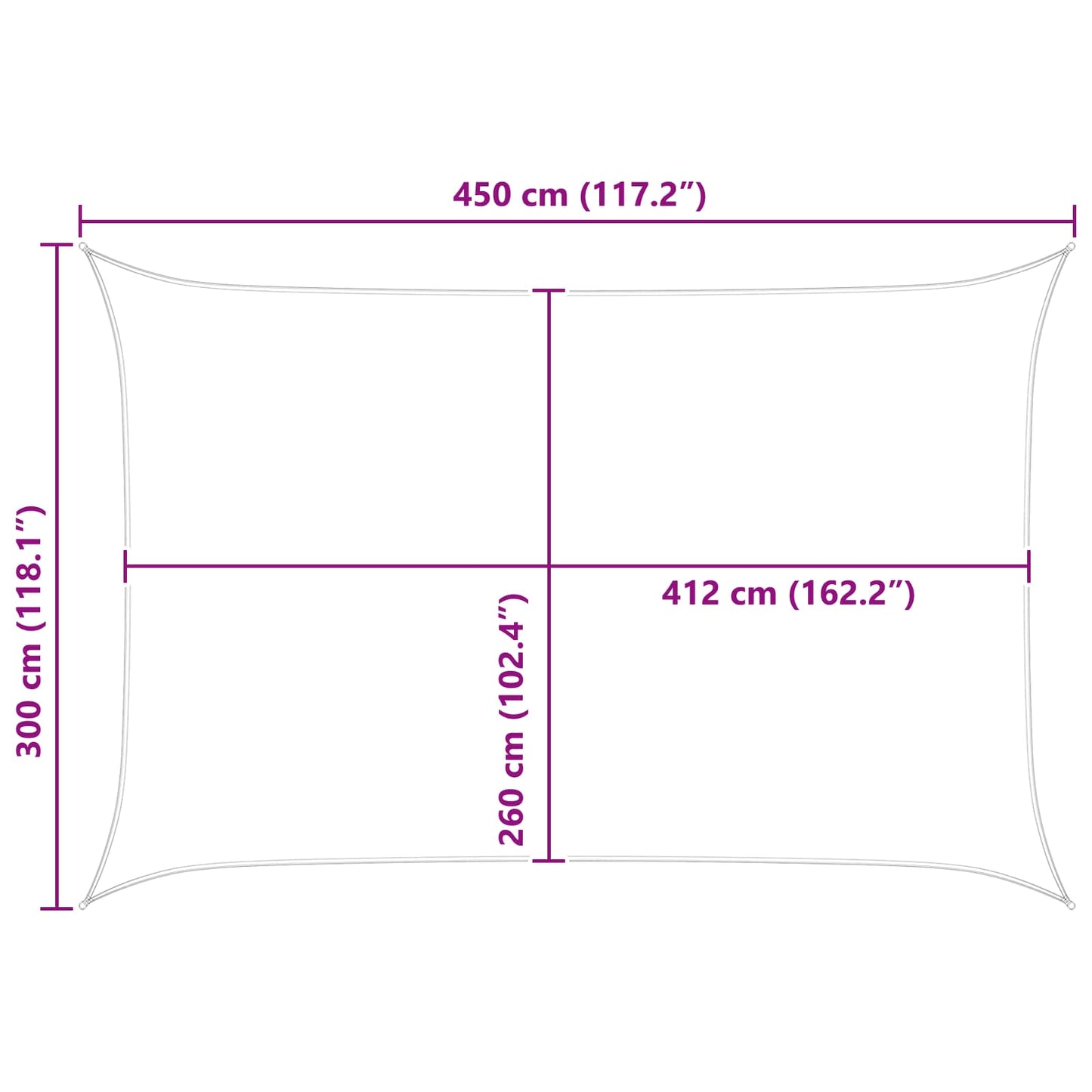 Solskygge sejl Blå og Hvid 4,5 x 3 m 100% polyester Oxford
