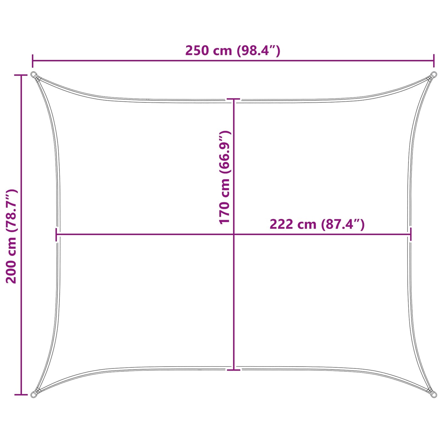 Solskygge sejl Lys Grå og Hvid 2 x 2,5 m 100% polyester Oxford