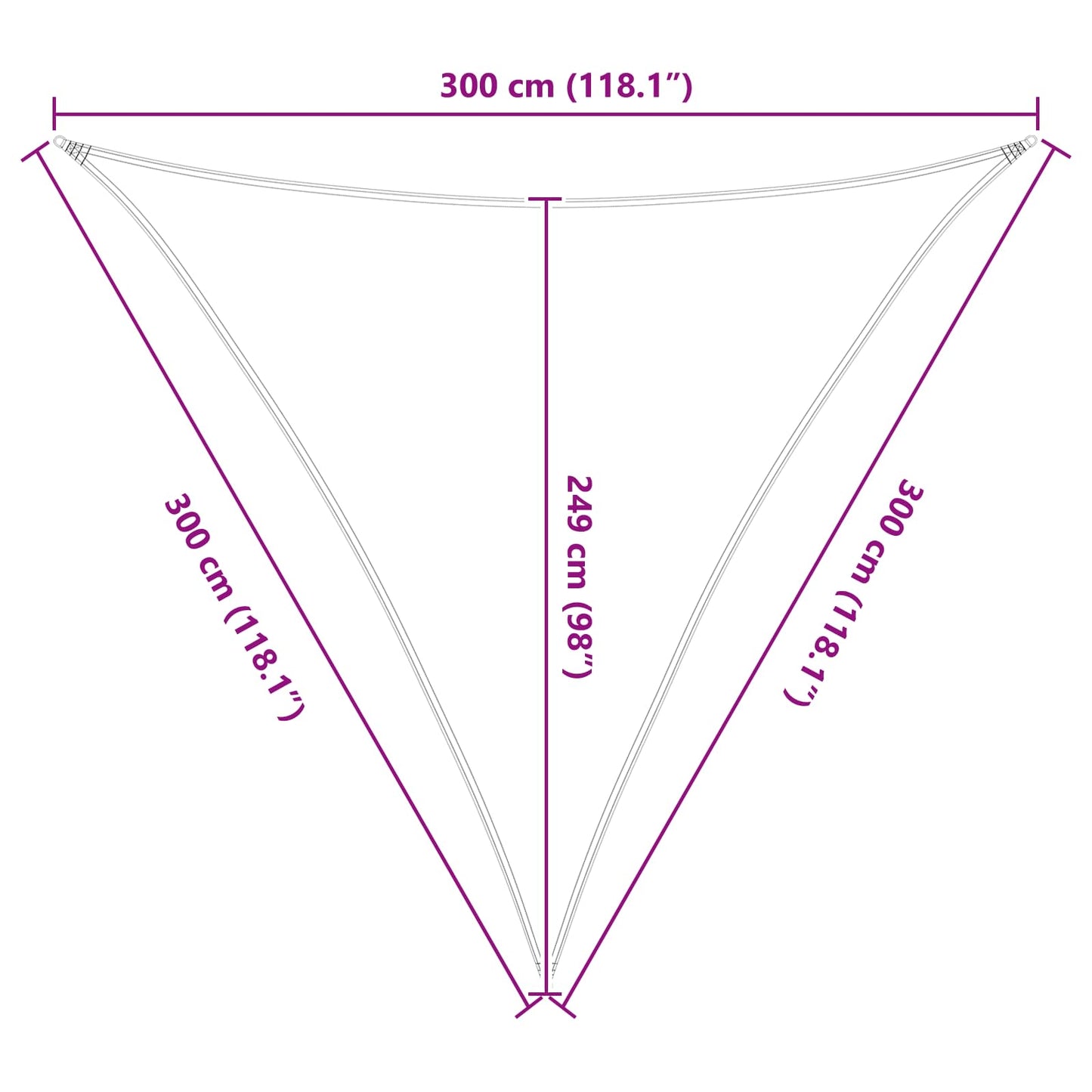 Solskygge sejl Lys Grå og Hvid 3 x 3 x 3 m