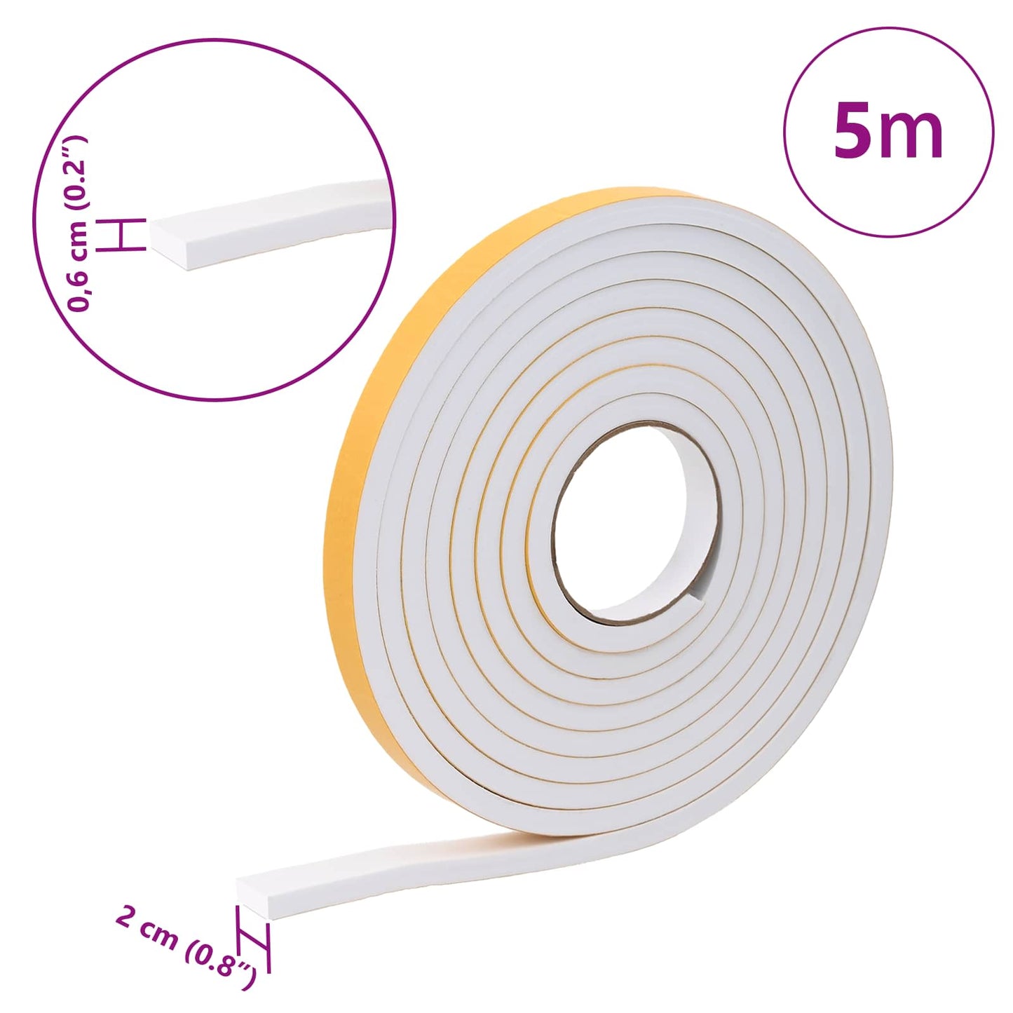 Selvklæbende skum tape 10 pcs Hvid 20mm x 5m CR Skum