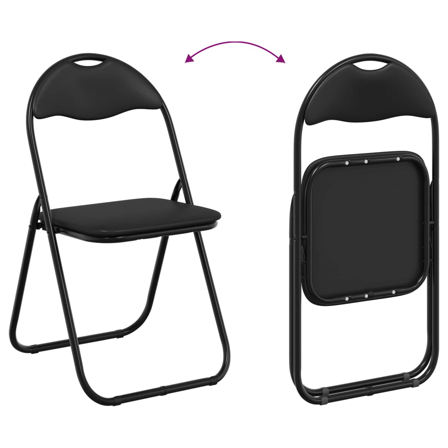 Sammenklappelig stol 2 pcs Sort 48 x 43,5 x 81 cm Faux læder