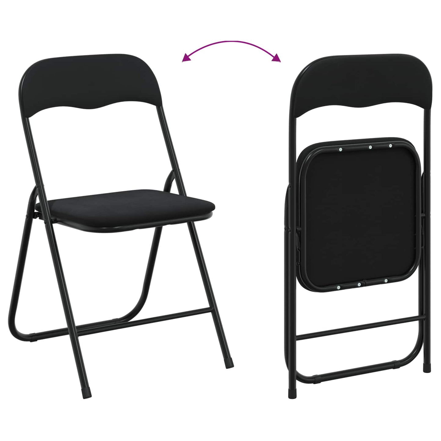 Sammenklappelig stol 8 pcs Sort 48 x 44 x 78 cm Fløjl