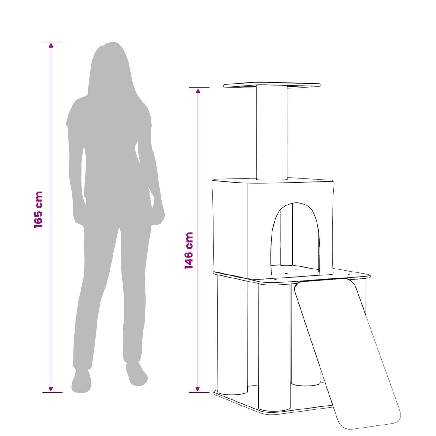 Kattetræ med sisal klatreposter Cremefarvet 146 cm