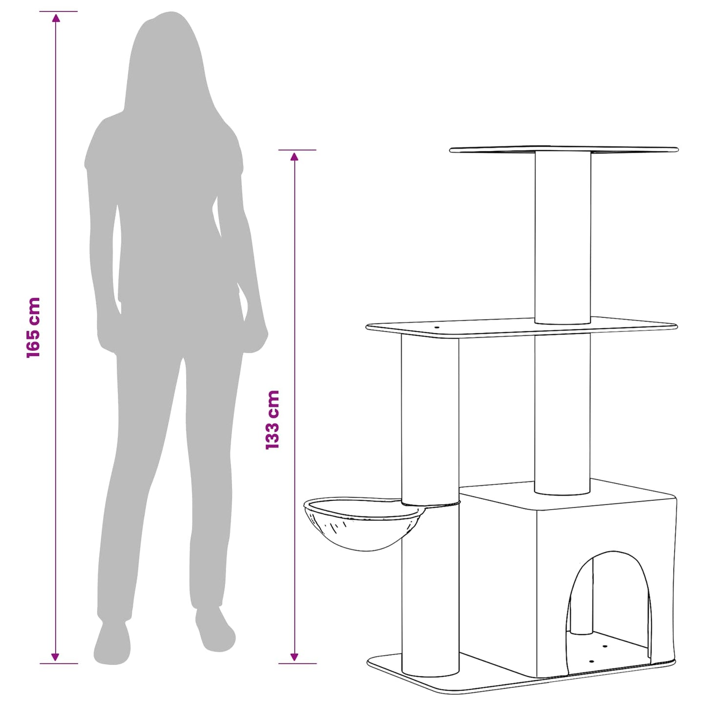 Kattetræ med sisal klatreposter Mørkegrå 133 cm