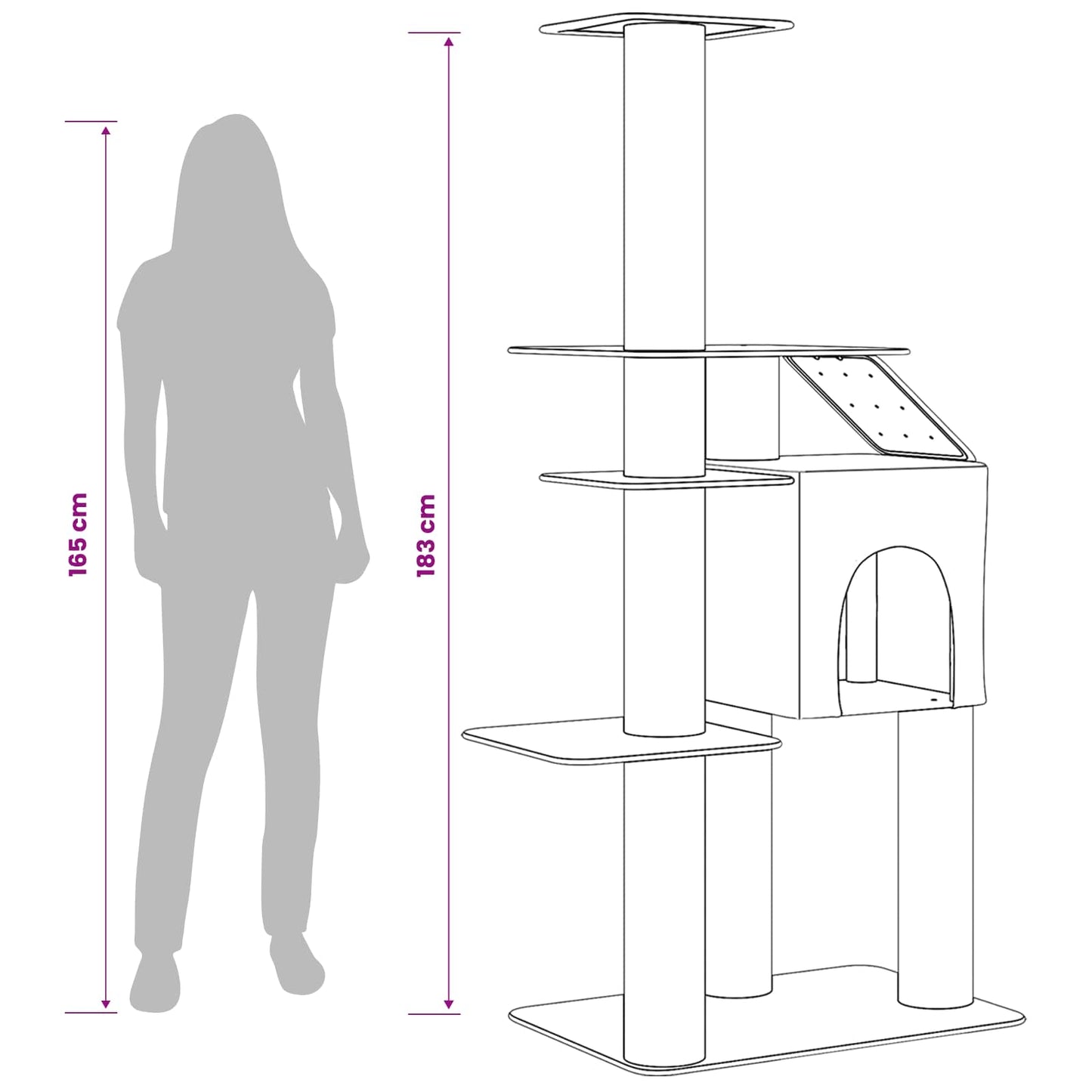 Kattetræ med sisal klatreposter Lysegrå 183 cm