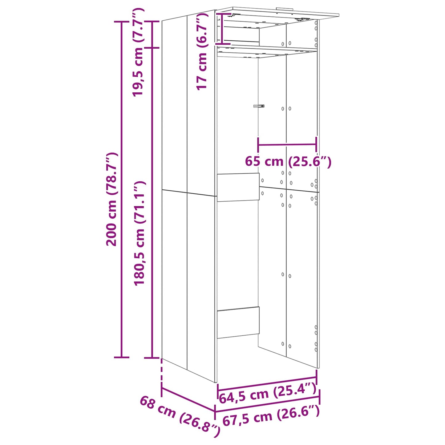 Vaskemaskine Skab Røget eg 67,5 x 68 x 200 cm Konstrueret træ