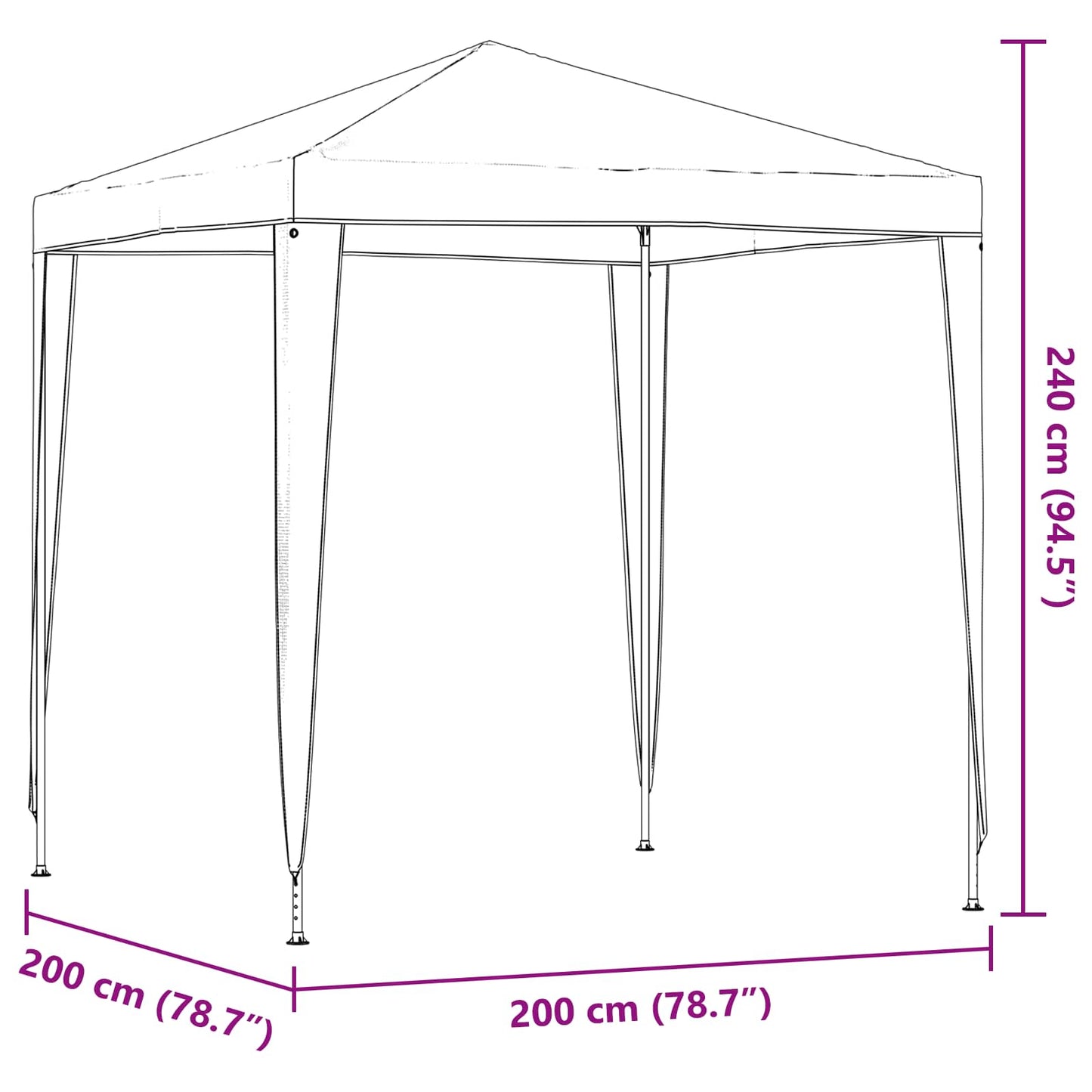 Party Tent 200 x 200 x 240 cm Rød PE og stål