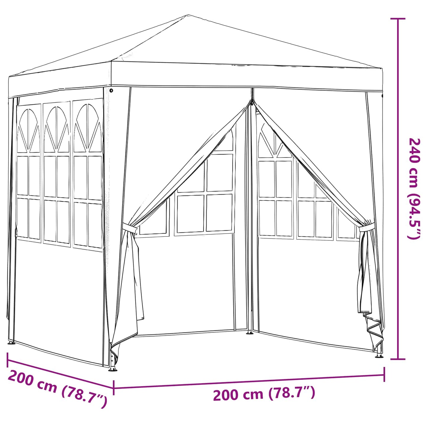 Party Tent 200 x 200 x 240 cm Rød PE og stål