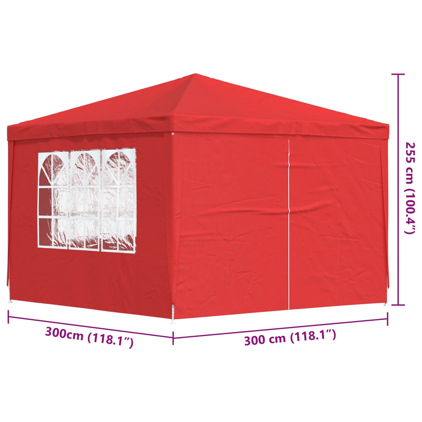 Party Tent 300 x 300 x 255 cm Rød PE og stål