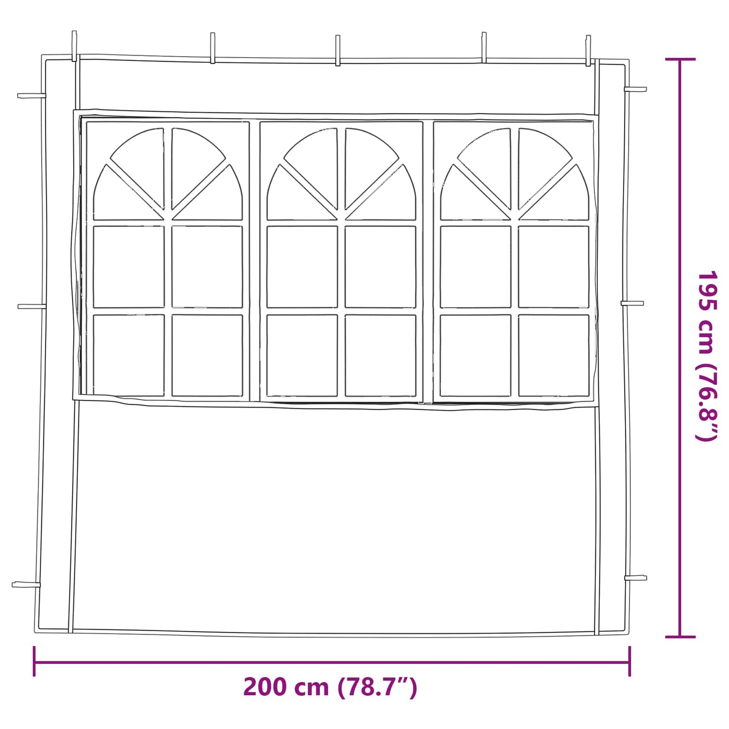 Festasidevæg 2 pcs 200 x 195 cm Lysegrå PE og stål