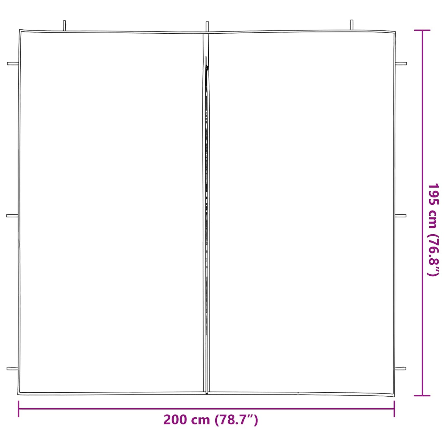 Festasidevæg 2 pcs Rød 200 x 195 cm PE og stål