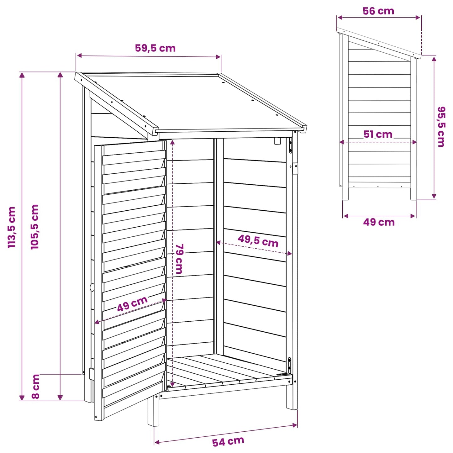 Have Skur med tag Brun 59 x 56 x 113,5 cm Massivt Fyrretræ