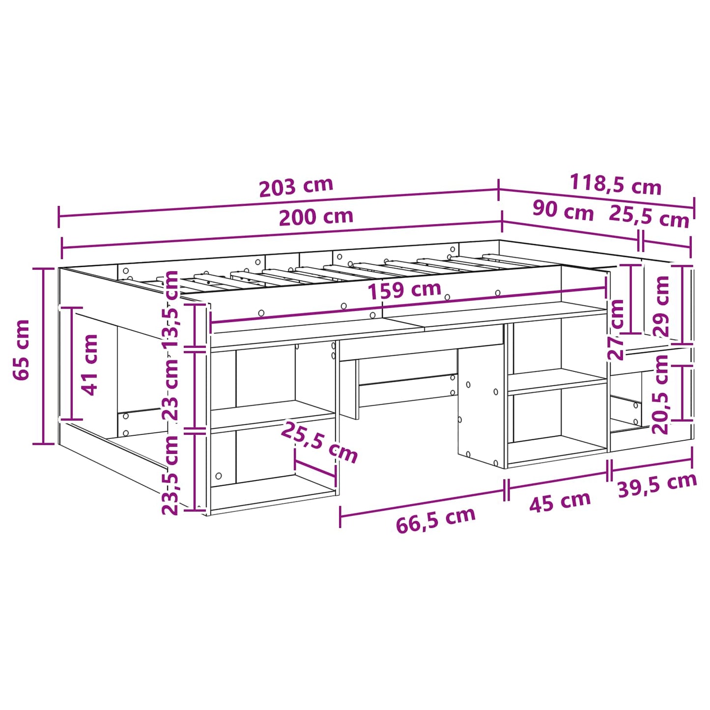 Børneseng med opbevaring Røget eg 90 x 200 cm Konstrueret træ