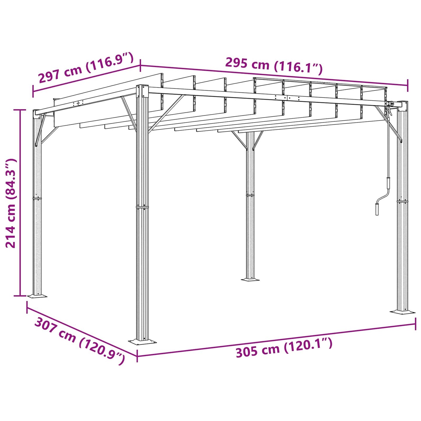 Pergola med louvret tag 3 x 3 x 2,14 m Grøn Stof og aluminium