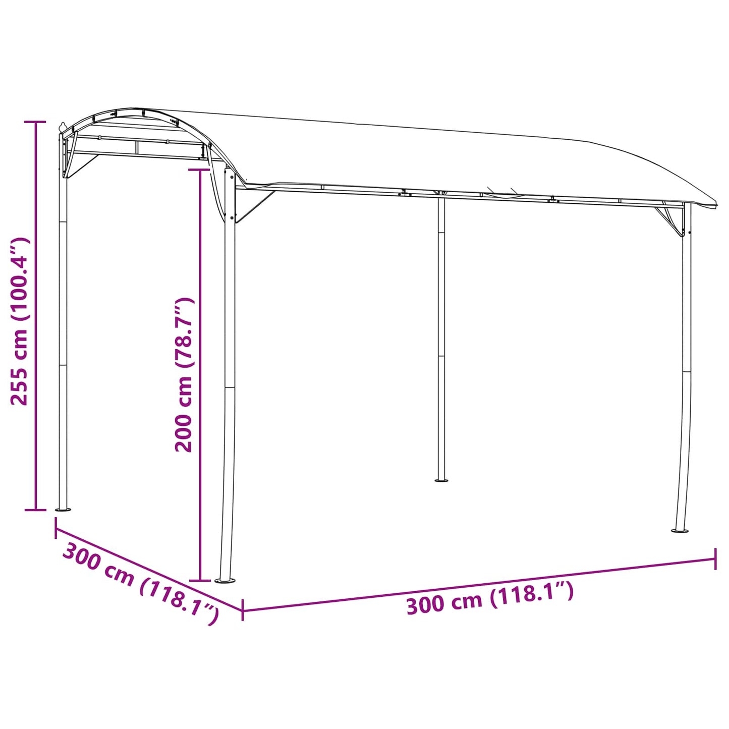 Pavillon 3 x 3 x 2,55 m Grøn Pulverlakeret stål og stof 180 gsm