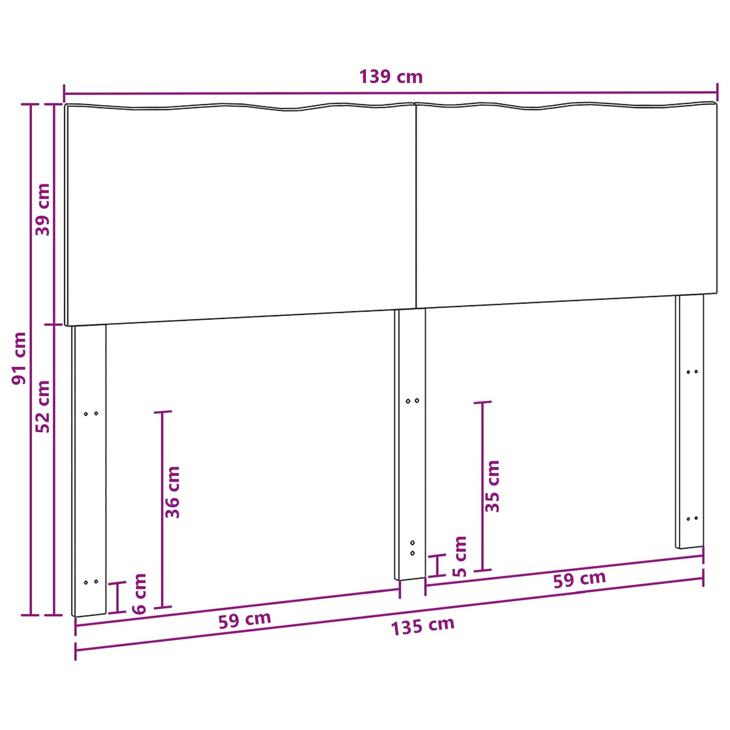Sengegavl med naturkant ROSTOCK Mørk Brun 135 cm