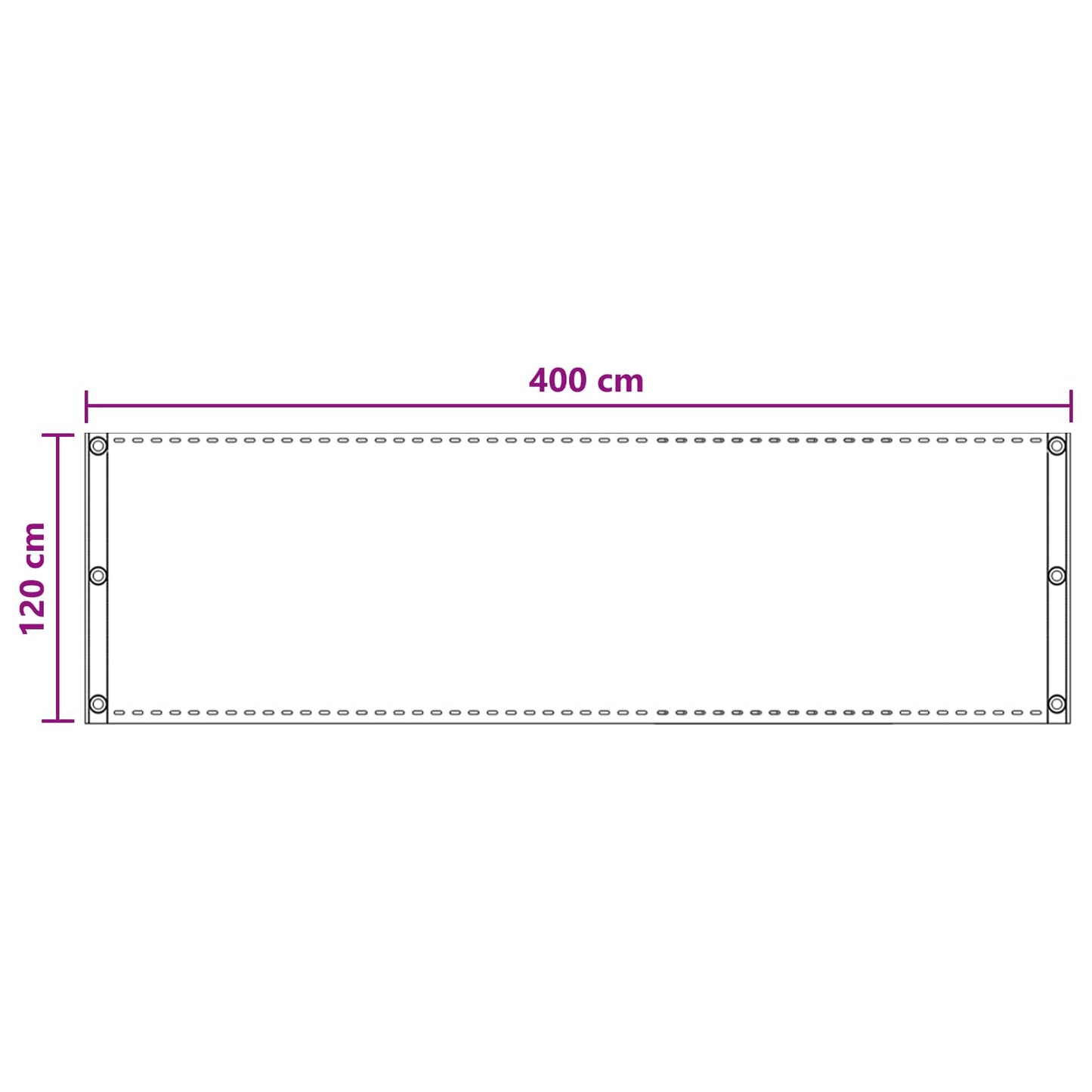 Altan Skærm Sandfarvet 120 x 400 cm HDPE og Aluminium