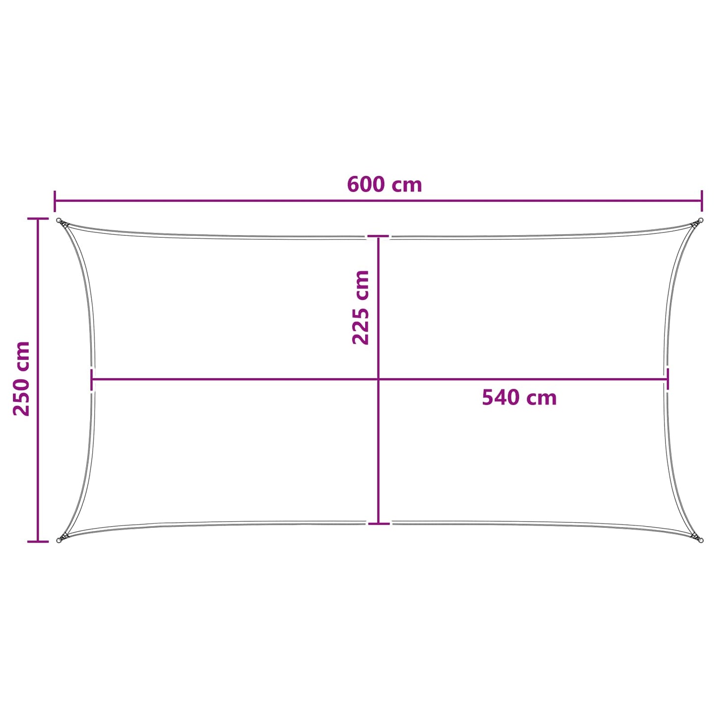 Solsejl 2,5 x 6 m HDPE Rektangulær Gråbrun