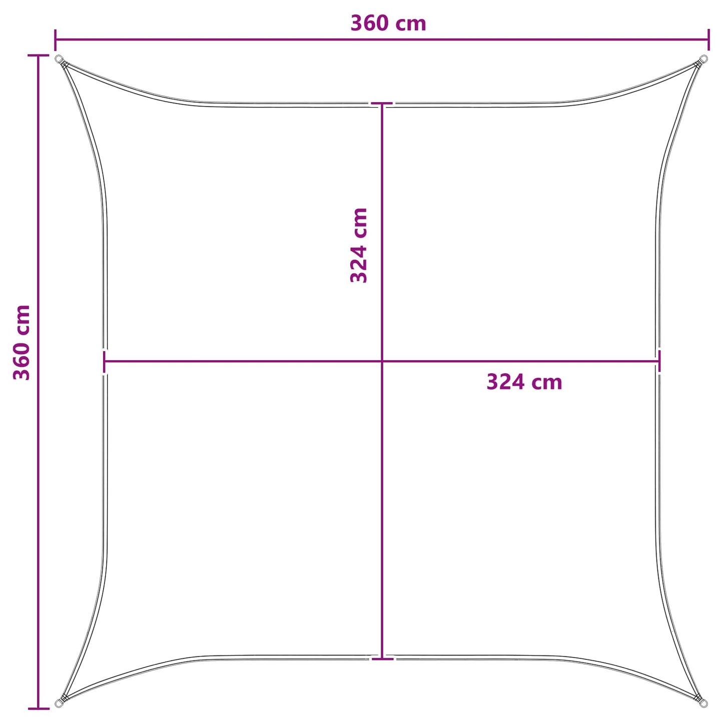 Solsejl Anthracit og hvid 3,6 x 3,6 m HDPE