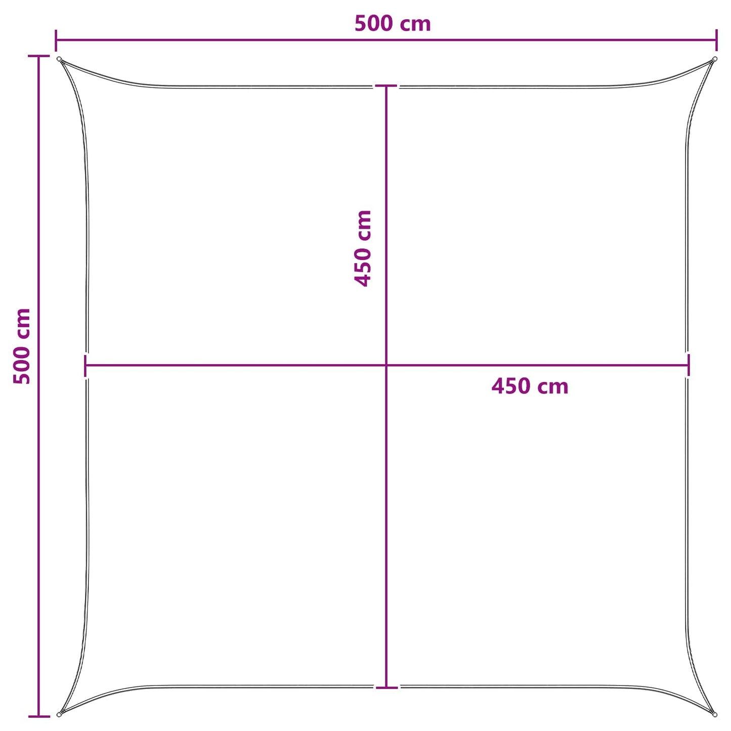 Solsejl Anthracit og hvid 5 x 5 m HDPE