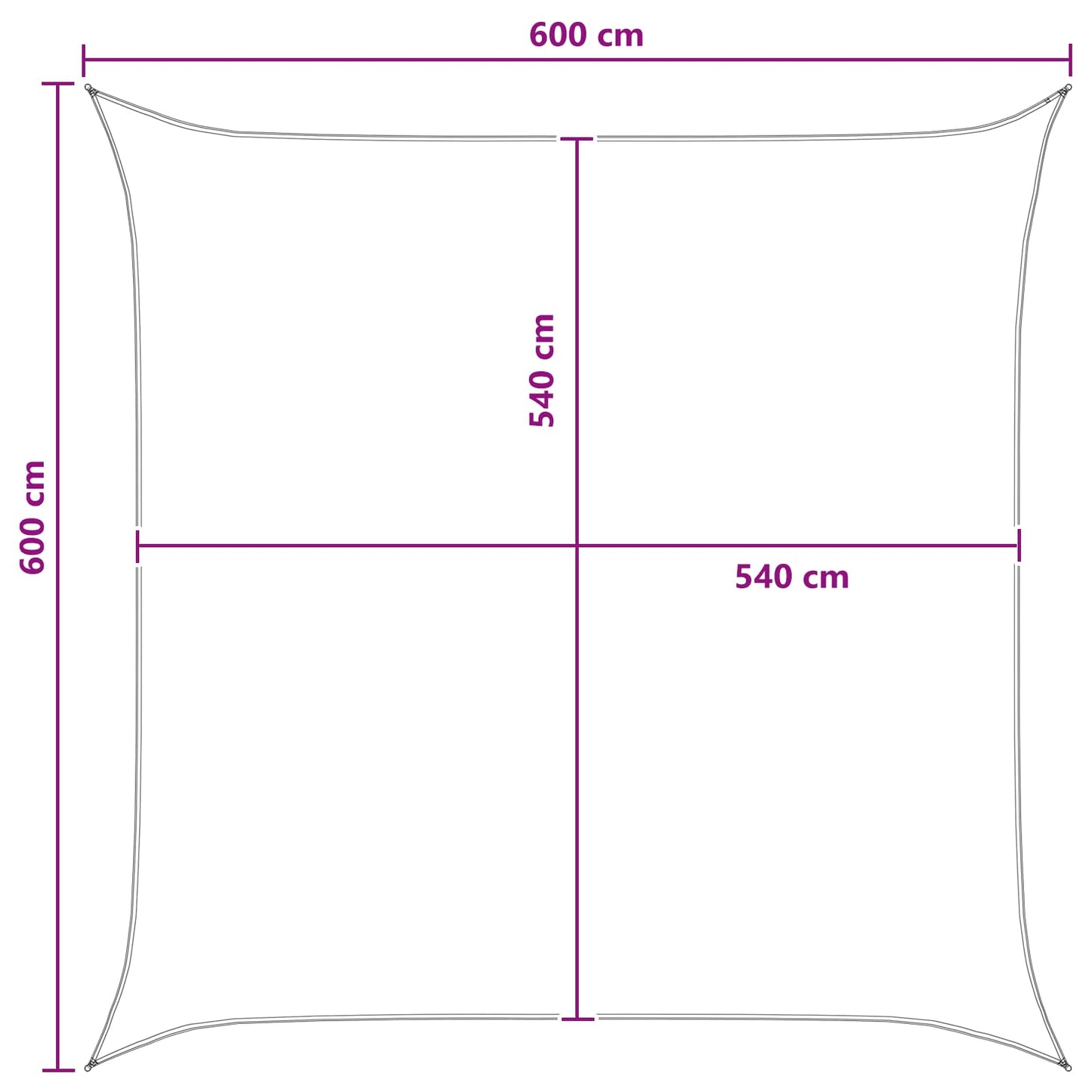 Solsejl Anthracit og hvid 6 x 6 m HDPE