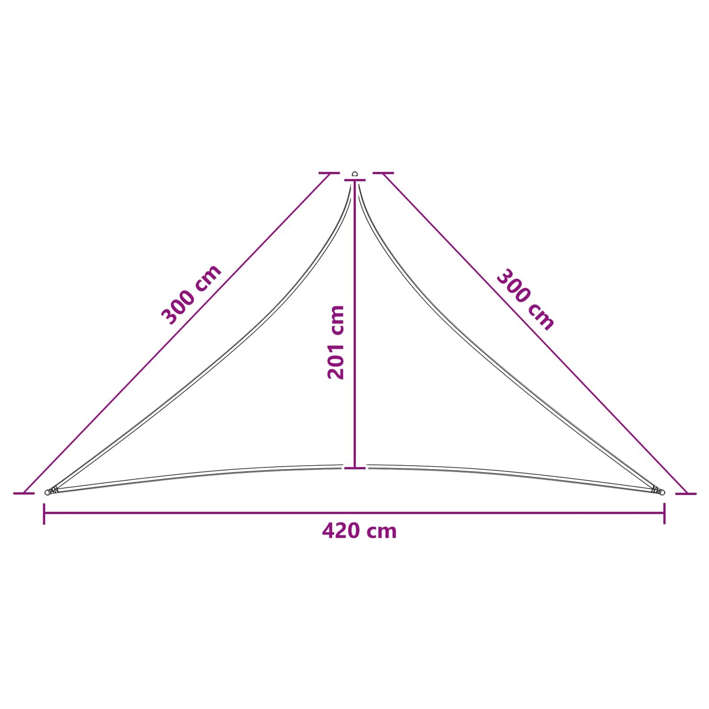 Solsejl Anthracit og hvid 3 x 3 x 4,2 m HDPE