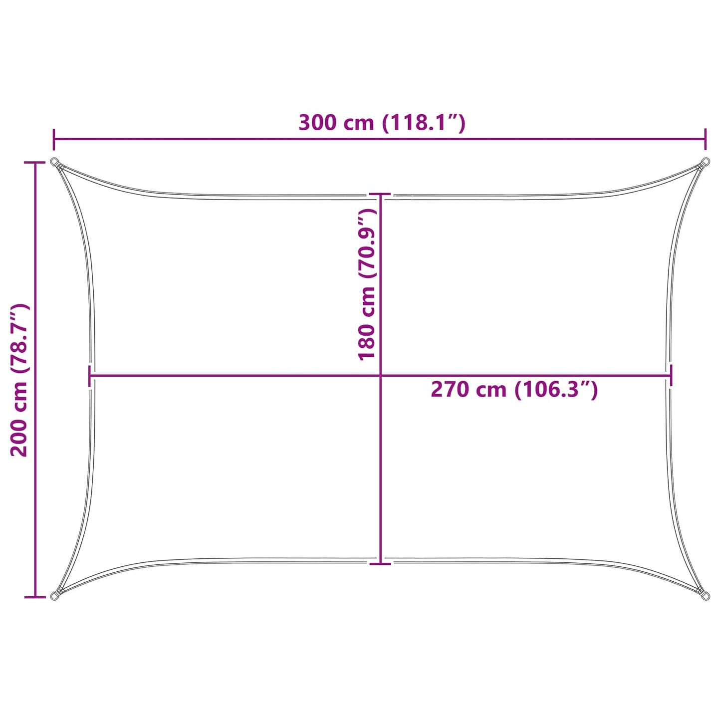 Solsejl Gul og Hvid 2 x 3 m HDPE