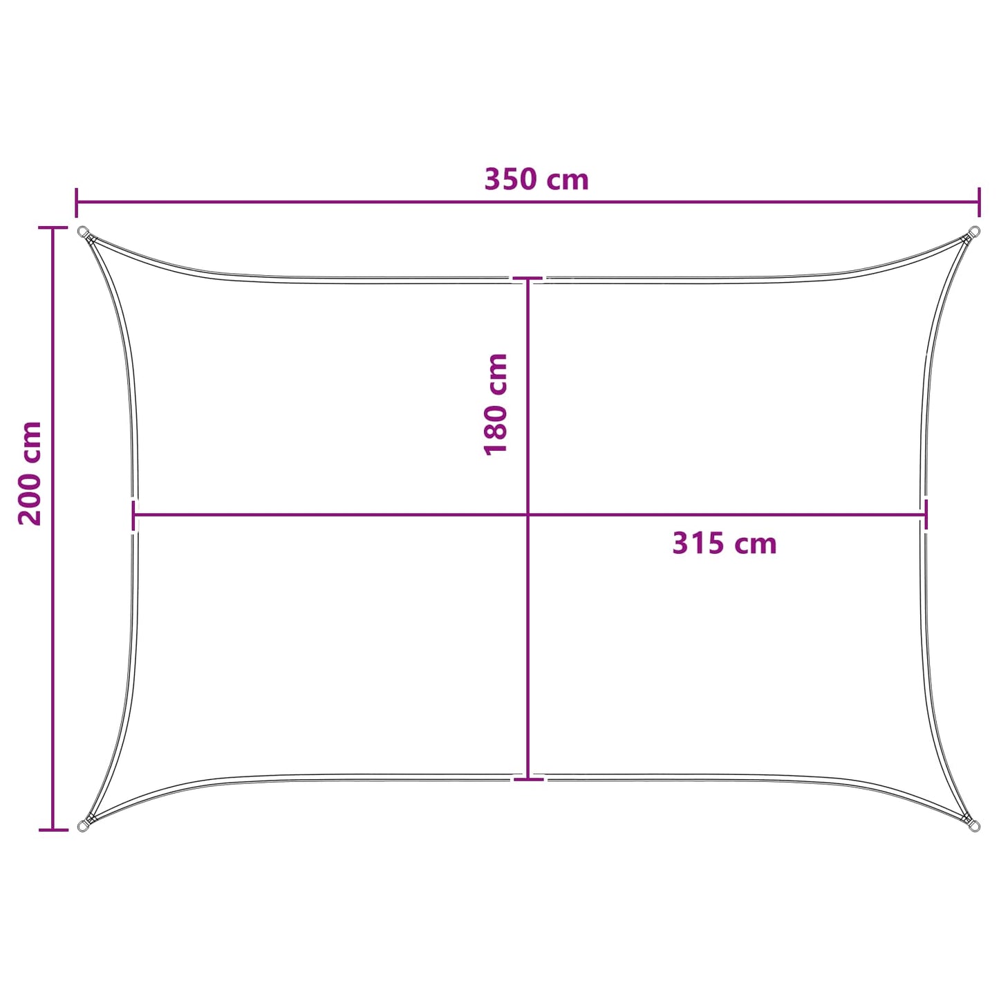 Solsejl Gul og Hvid 2 x 3,5 m HDPE