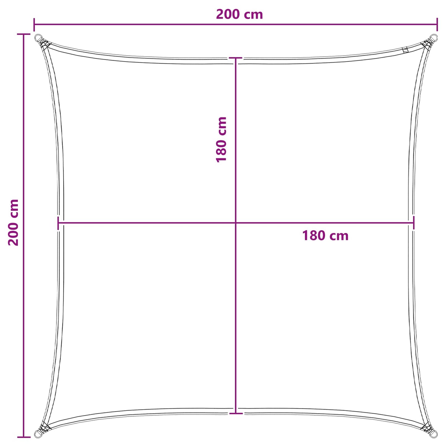 Solsejl Lys Grå og Hvid 2 x 2 m HDPE