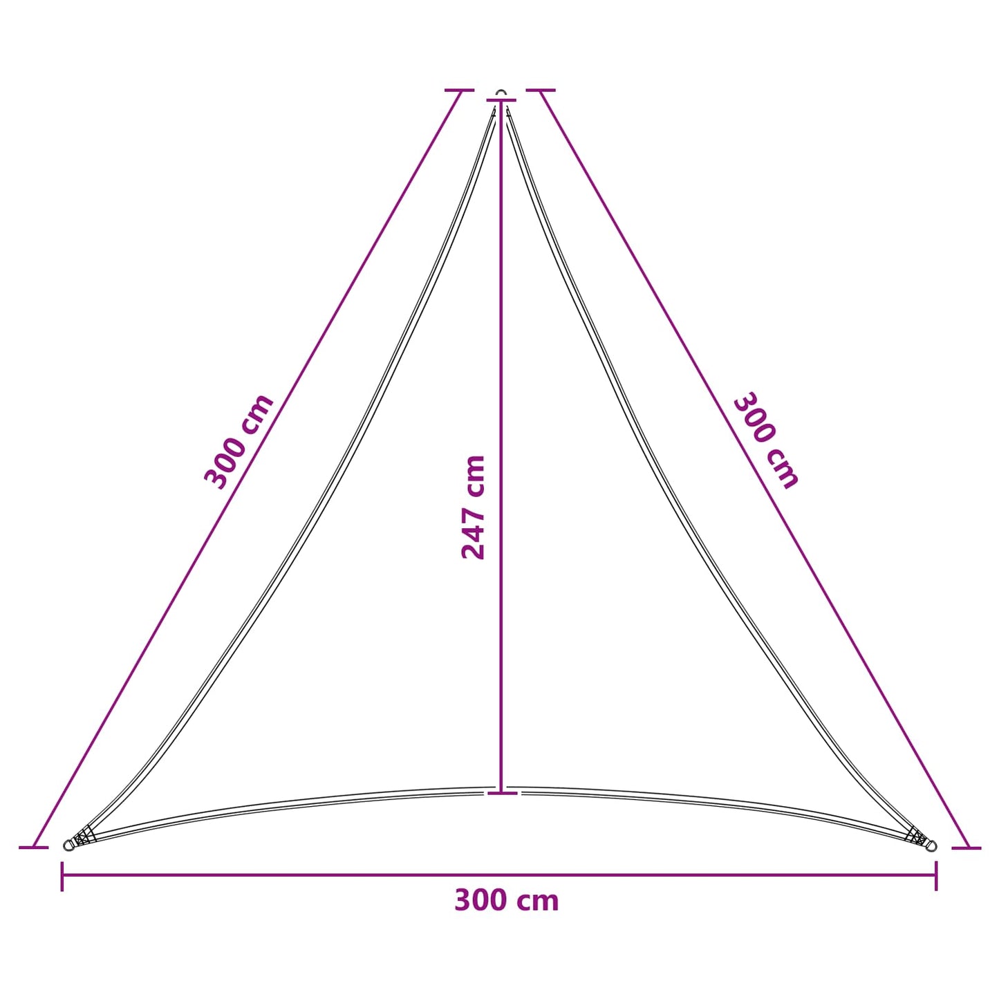 Solsejl 3 x 3 x 3 m HDPE Trekantet Lys Grå og Hvid