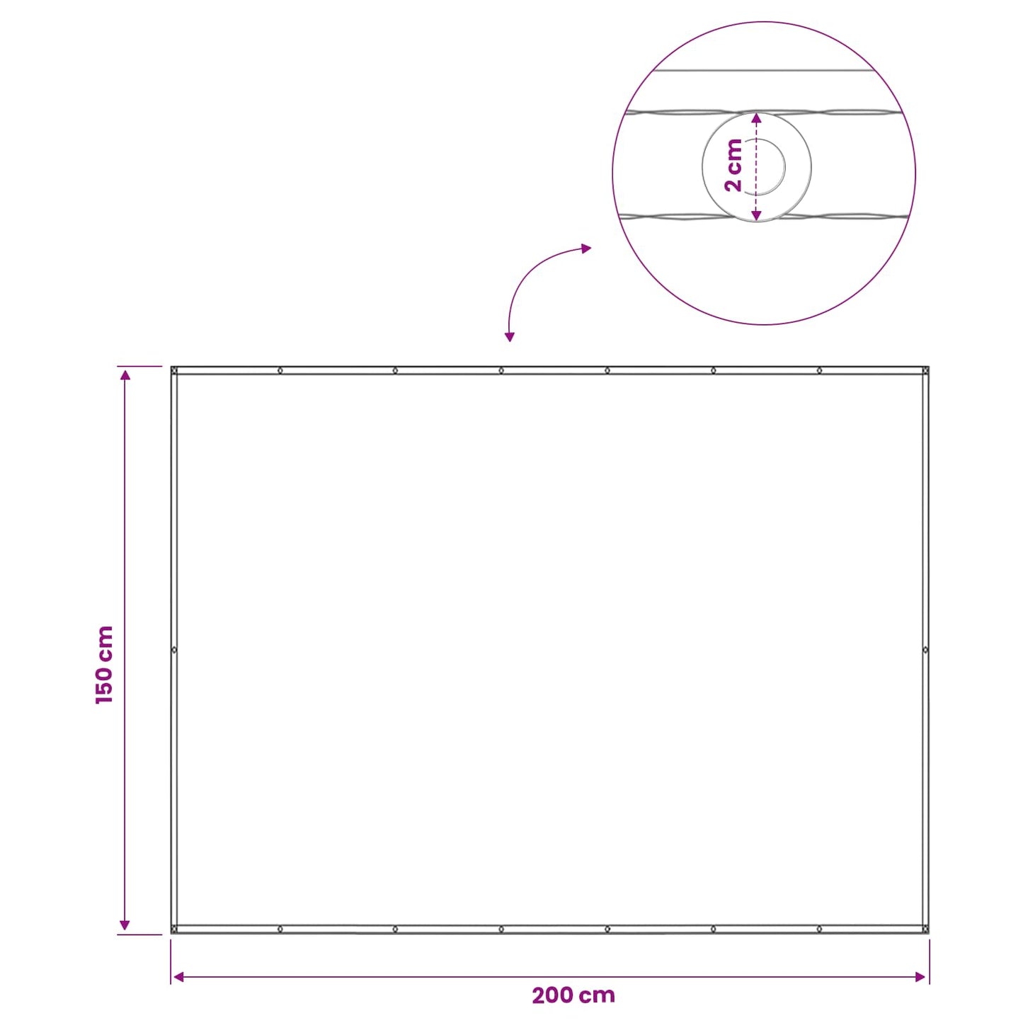 Balkon Afskærmning 150 x 200 cm Stof med PU-belægning Hvid