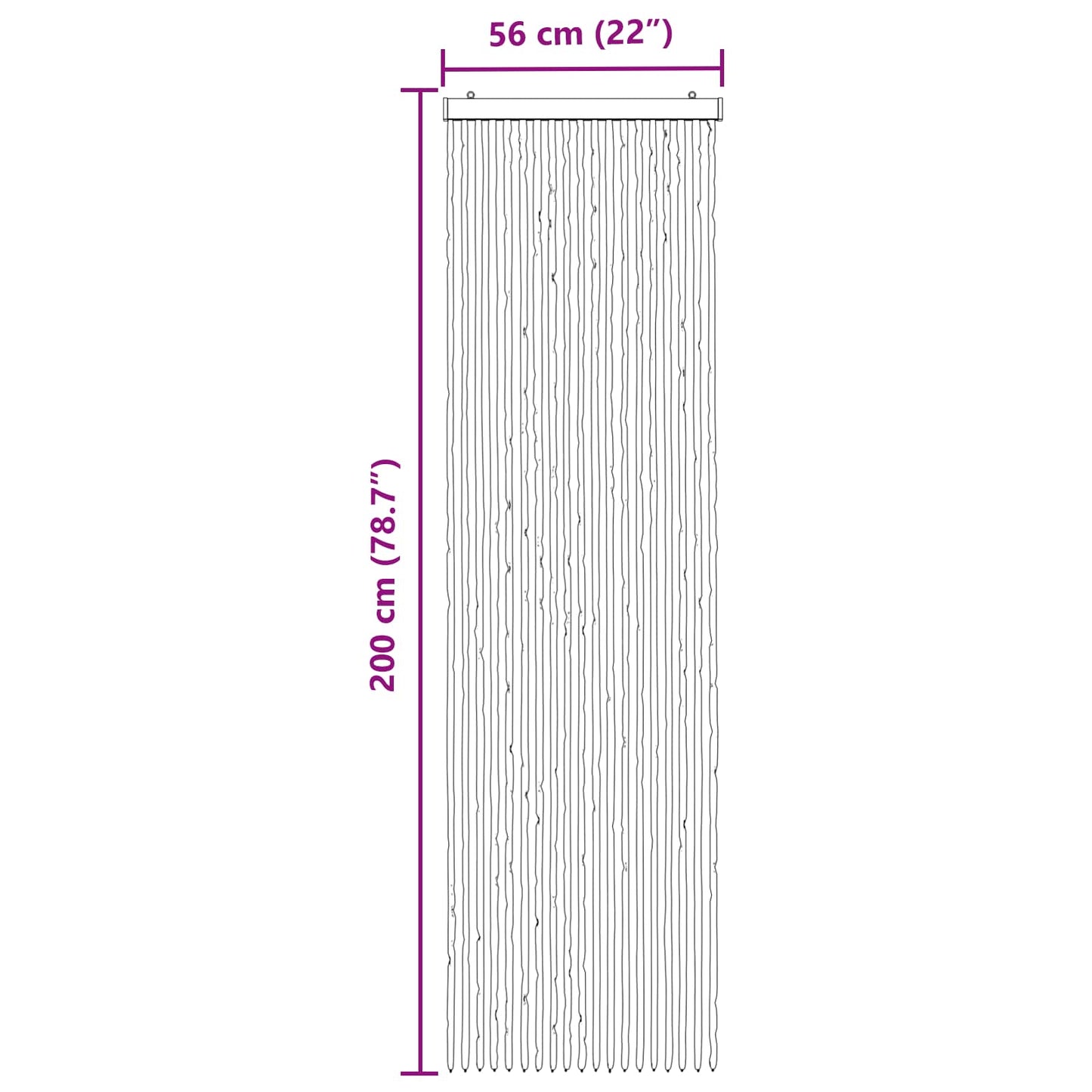 Insektgardin i chenille Lys Grå og Hvid 56 x 200 cm 100% PP