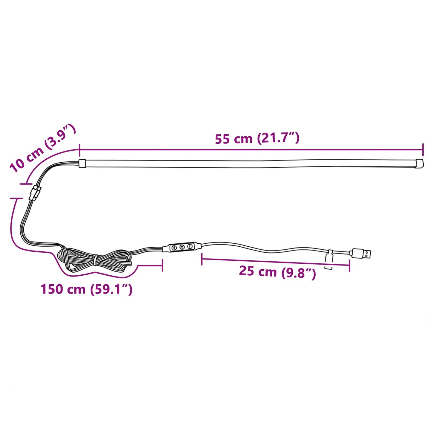 LED Strip 55 cm Flerfarvet PVC