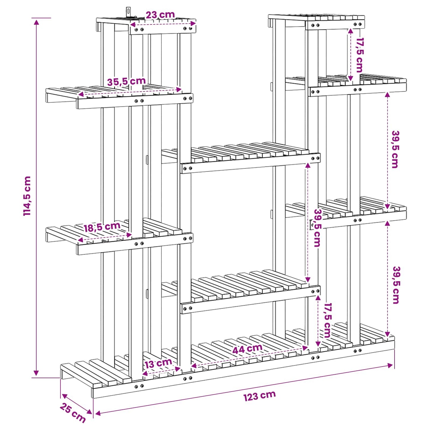 Planteholder Hvid 123 x 25 x 114,5 cm Massivt Akacietræ