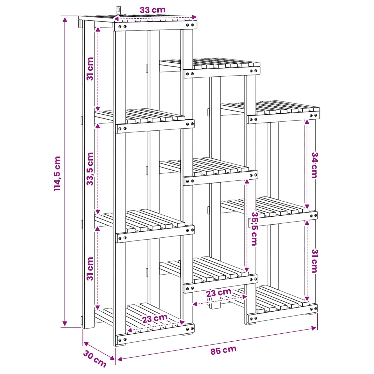 Planteholder Naturfarvet 85 x 30 x 114,5 cm Massivt Akacietræ