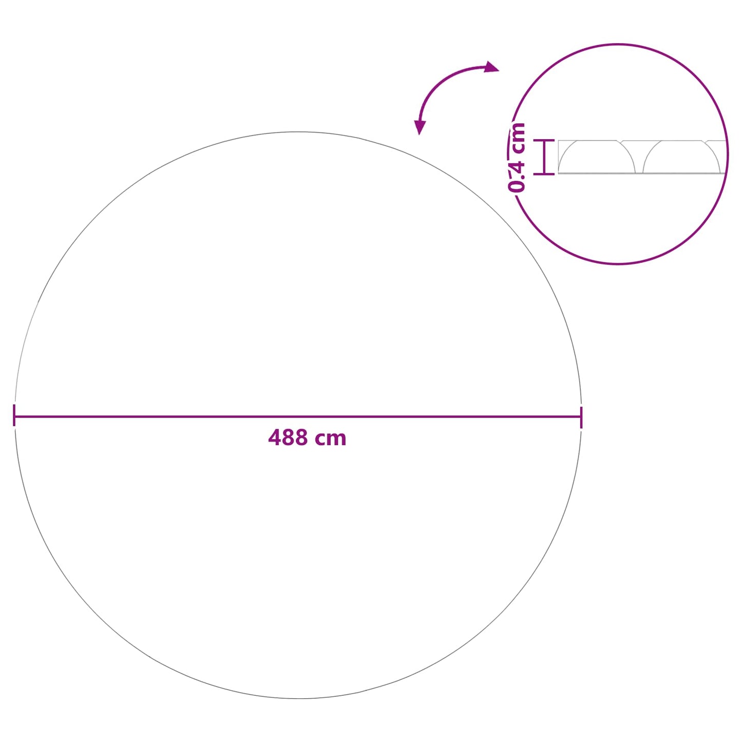 Solbadekar Dække Tung Kvalitet Ø 488 cm 200 μm Rund PE Sort