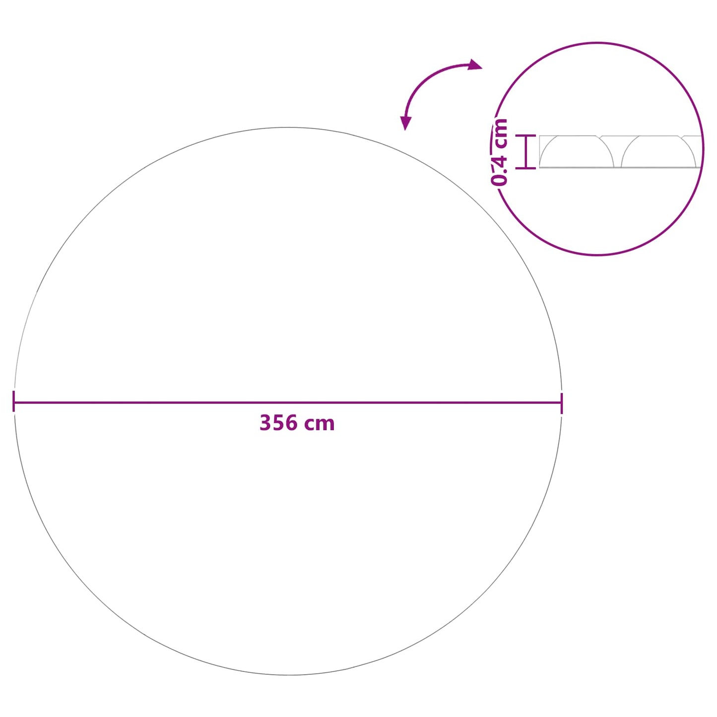 Solbadekåbe Ekstra Tyk Ø 356 cm 400 μm Rund PE Sort
