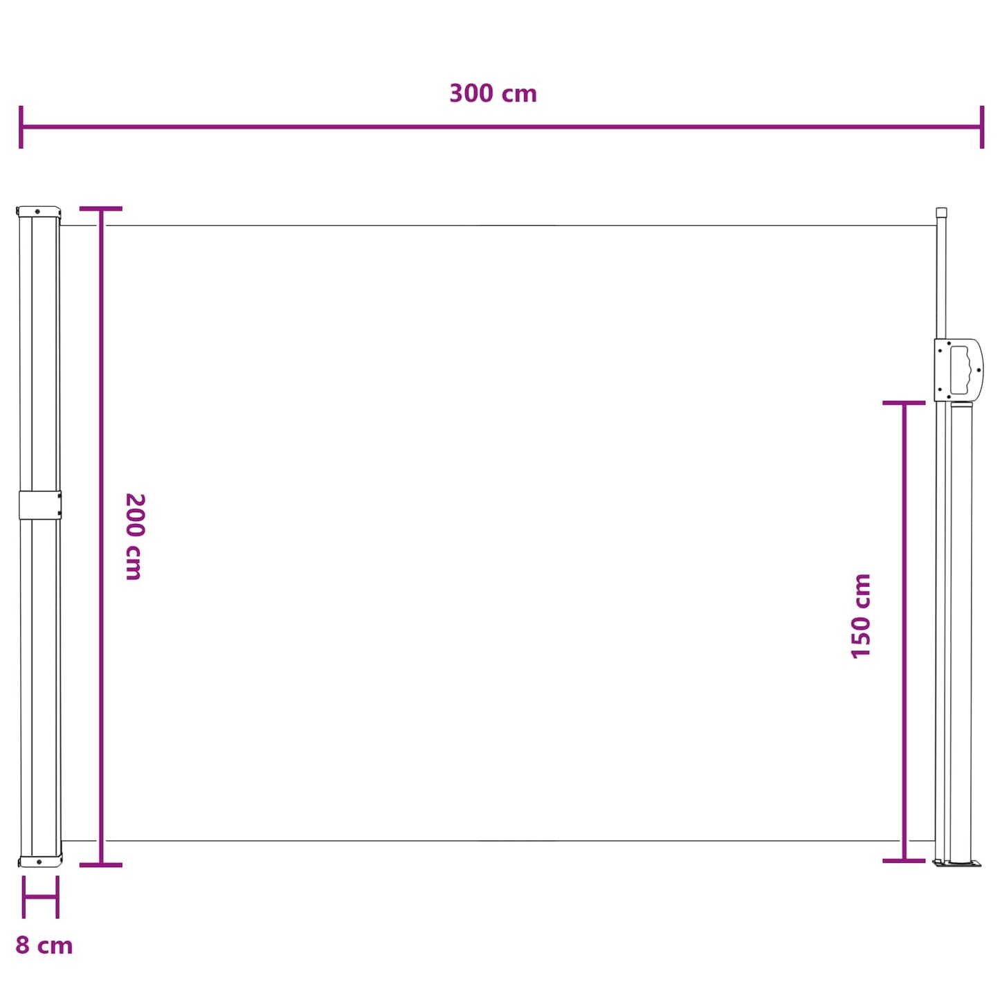 Udtrækkeligt side-markise Sandfarvet 300 x 200 cm Polyester