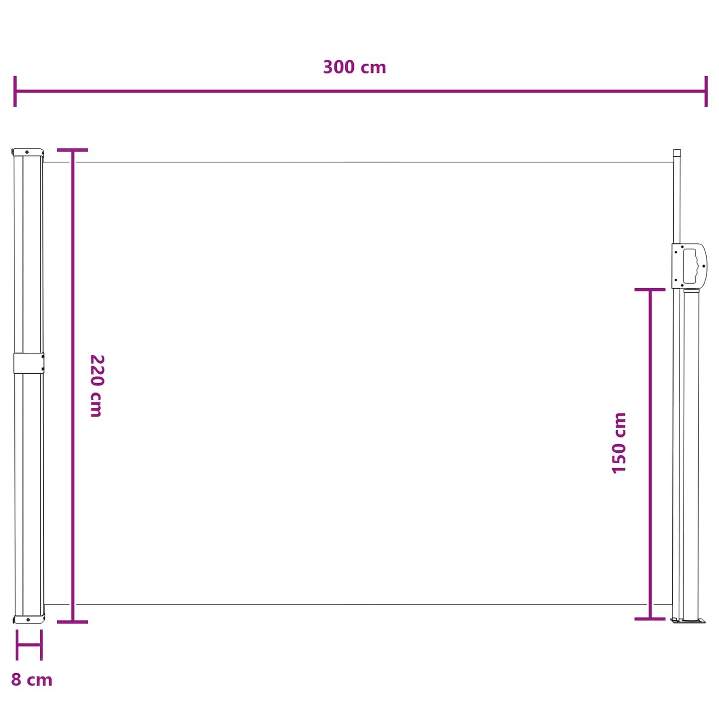 Udtrækkeligt side-markise Grå 300 x 220 cm Polyester